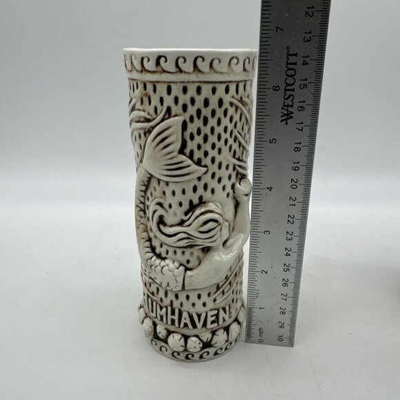 TikiRob Rumhaven Mermaid Siren Glazed Ceramic Tiki Mug 3D Raised Design Barware - Picture 2 of 9